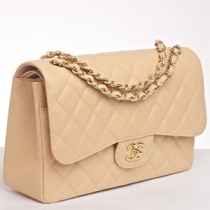 Chanel Jumbo Classic Caviar Bag in Nude with Gold Plating